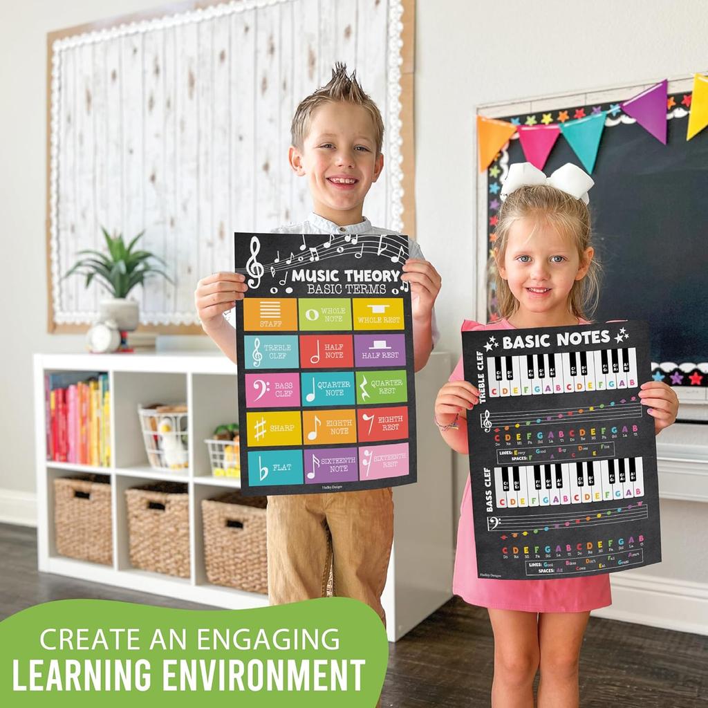 Hadley Designs Music Classroom Decor –9 Music Classroom Posters Elementary, Choir & Solfege Posters, Solfege Hand Signs & Musical truments Bulletin