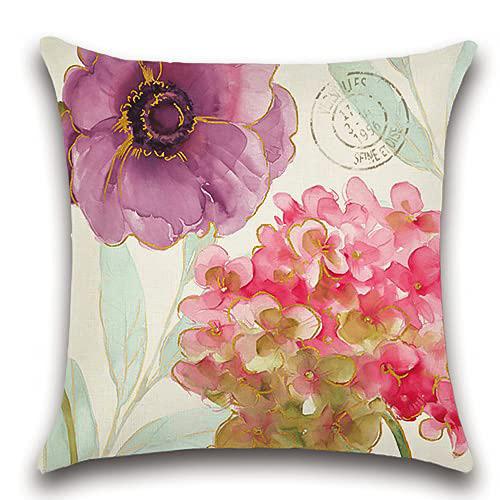 Home Decor Colorful Floral Watercolor Pattern Throw Pillows Pattern Cushion Cover Suitable For Sofa Bedroom Car Pillow Cover