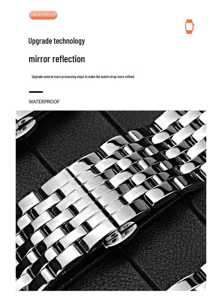 Compatible Stainless Steel Bead Band for Apple Watch 