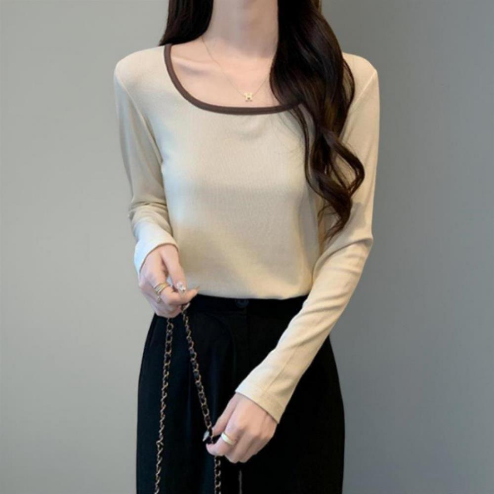 New Arrivals Open RUn Women Spandex CoTTon Long Sleeve T shirT Color Block U Ne