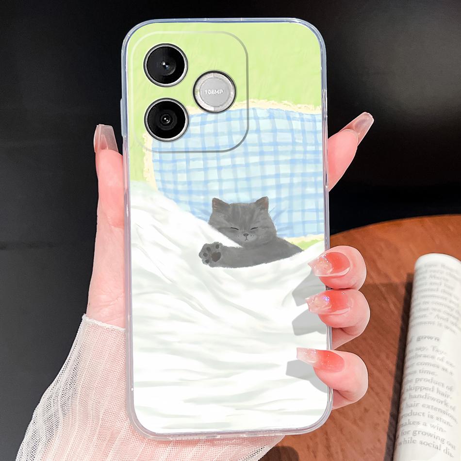 Phone Case For Honor 600 Lite 500 Smart 5G Cute Fish Bubble Phone Cover Soft Transparent Silicone Anti Slip Lightweight Funda