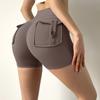 Naked three-point pants, sexy yoga pants, women's high-waisted peach hip-lifting sports shorts, fitness pants.