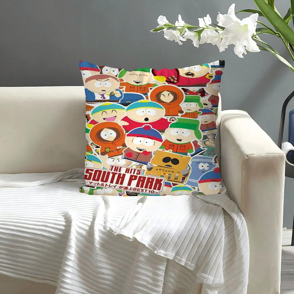 Cartoon S-South-h P-Park-k Pillow Case Square Pillow Bedroom Sofa Leisure Comfort Cushion Car Living Room Home Decoration
