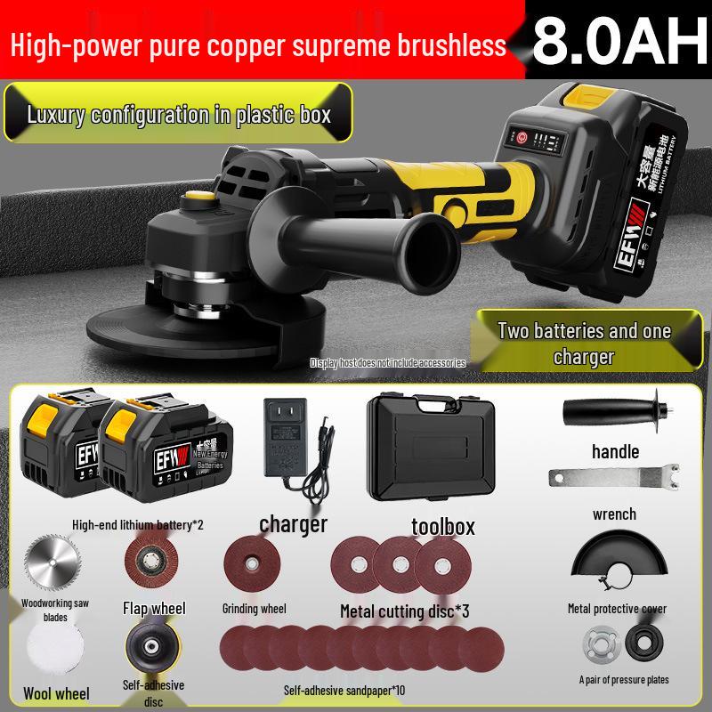 High-Power Brushless Cordless Angle Grinder: Multi-functional Lithium Battery Cutting & Polishing Tool