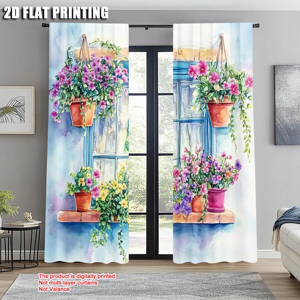Set Of 2 Popular Curtain Panels Print Floral Polyester Easy Install Without Rod Stuff Clearance Living Room Curtains Made Window Treatment