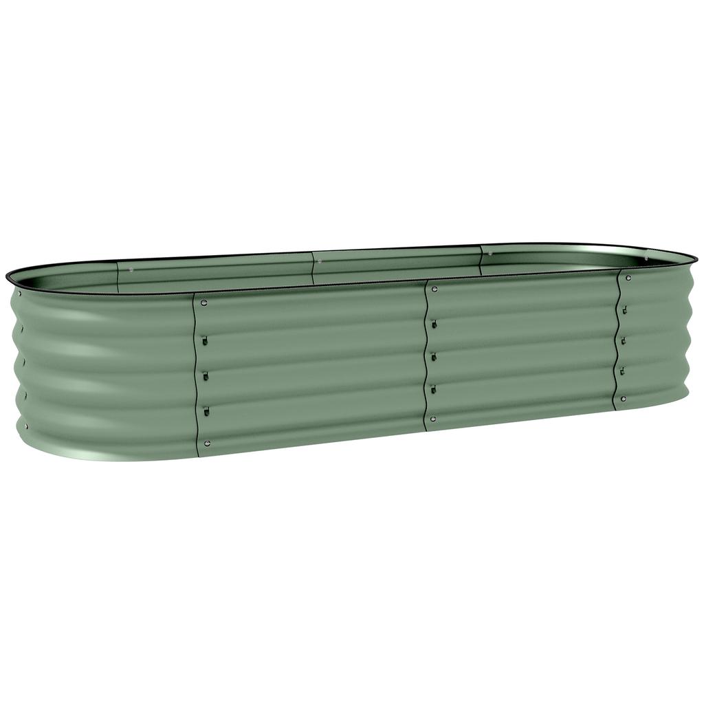 Galvanised Raised Garden Bed, Metal Planter Box with Safety Edging, for Flowers, Herbs, Succulents, Green