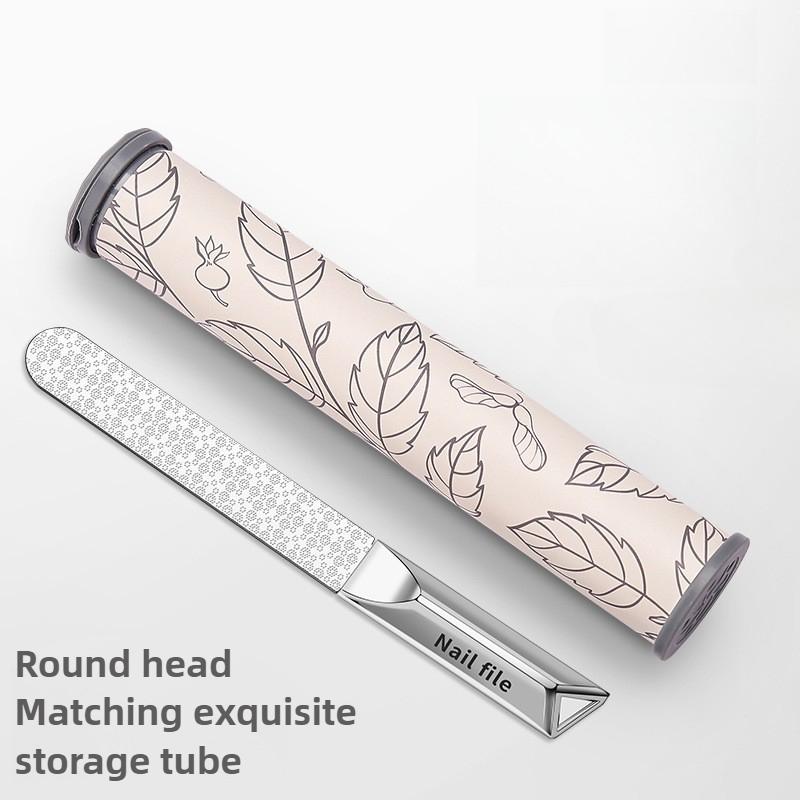 Professional Stainless Steel Nail File Double-Sided Thickened Sanding Tool with Fine Grit Ergonomic Handle for Manicure Pedicure