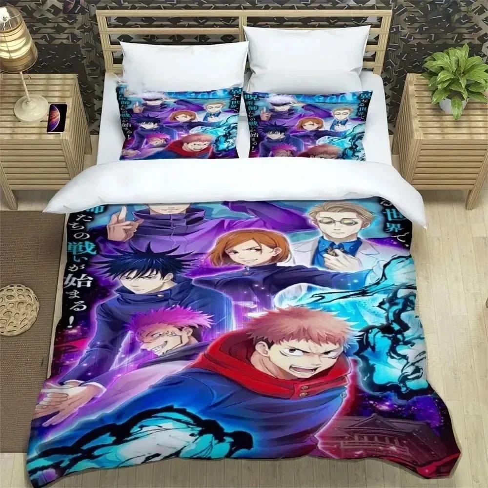 Imprimare 3D Jujutsu Kaisen Anime Set de Lenjerie de Pat Băieți Fete Twin Queen King Size Husă de Plapumă Față de Pernă Pat băieți Adult