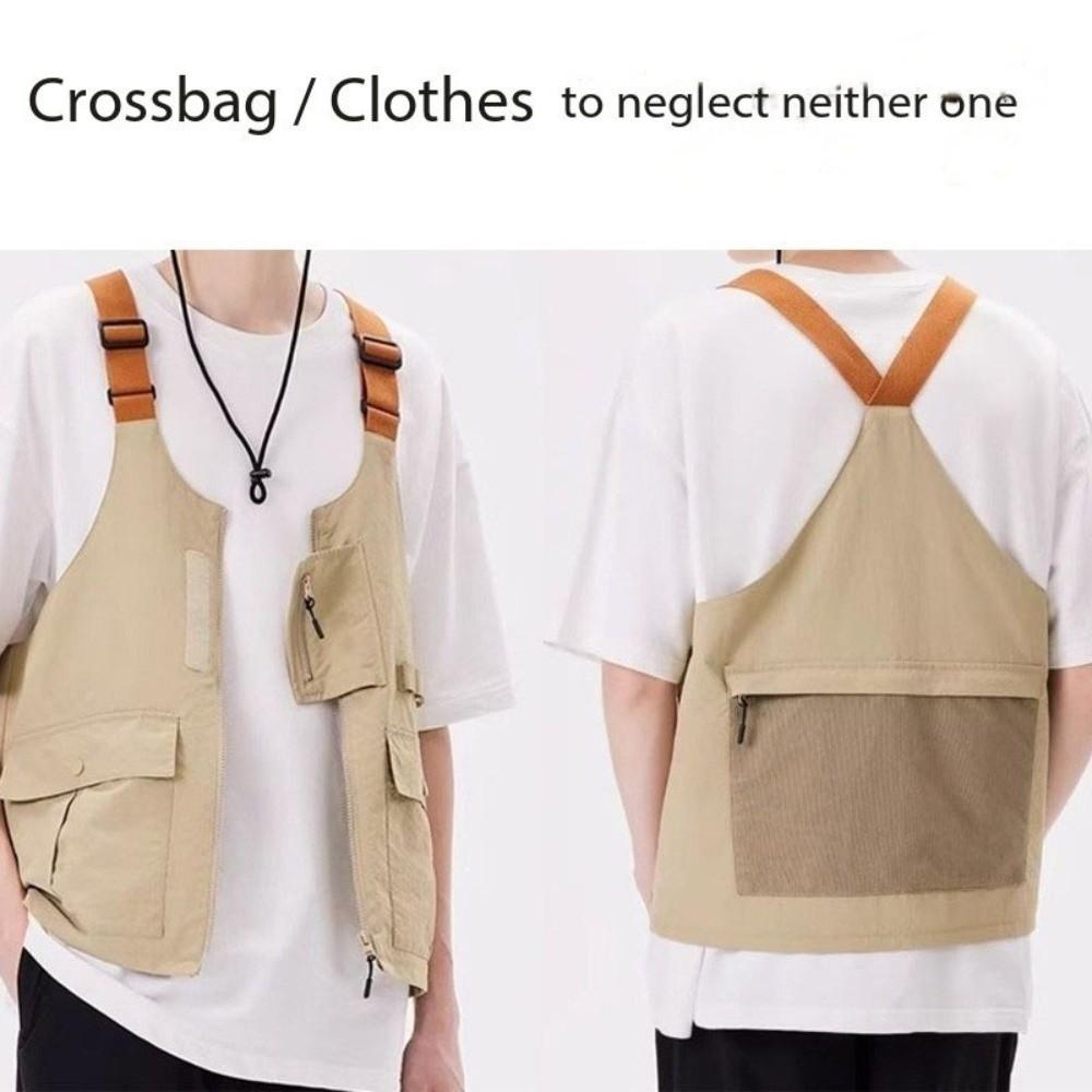 Dual-use Outdoor Jacket Vest Shoulder Bag Breathable Adjustable Strap Vest  Travel Fishing