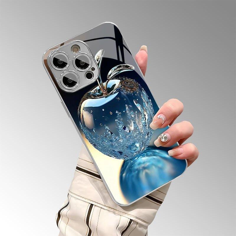 Crystal Water Drop For Apple Pattern Electroplated Phone Case For iPhone 11 12 13 14 15 16 17 Pro Max Plus 16E 17Air Glass Cover