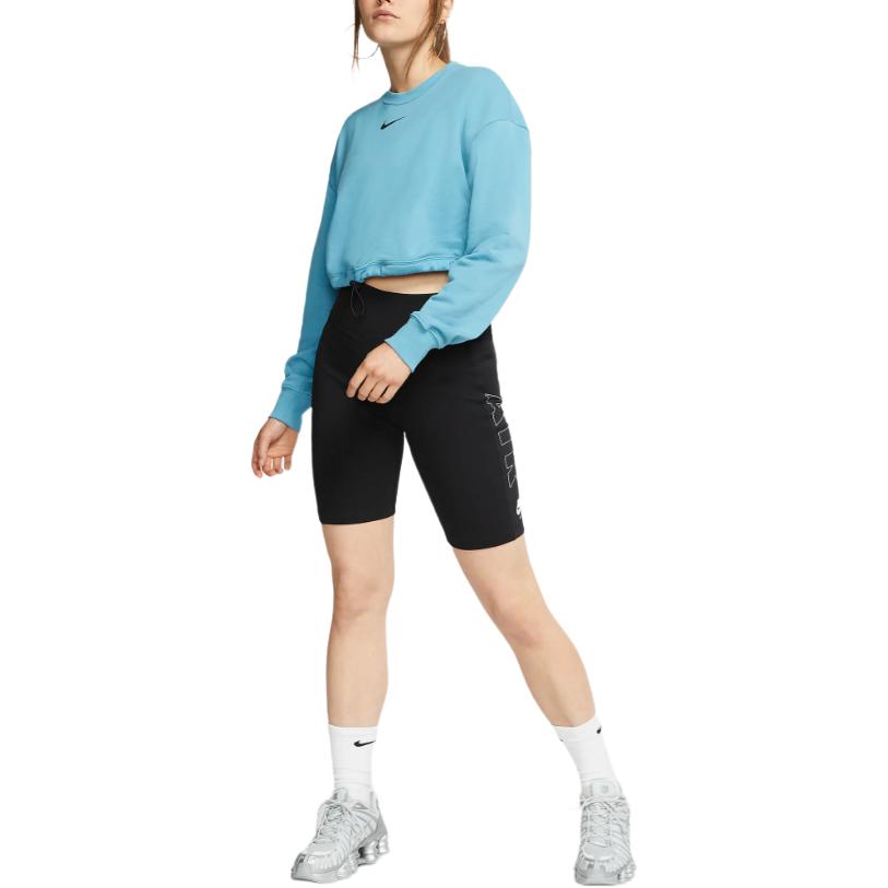 New Nike Sportswear Swoosh French Terry Crew Sweatshirt Women's Blue CJ3766-424