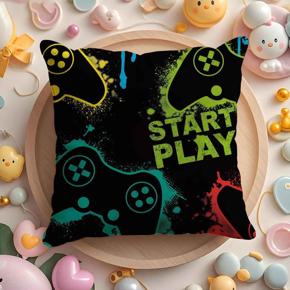Hot Colorful Game Gamepad Pillow Case Soft Plush Fabric Double-Sided Printed Cushion Cover Warm Winter Sofa Pillow Case