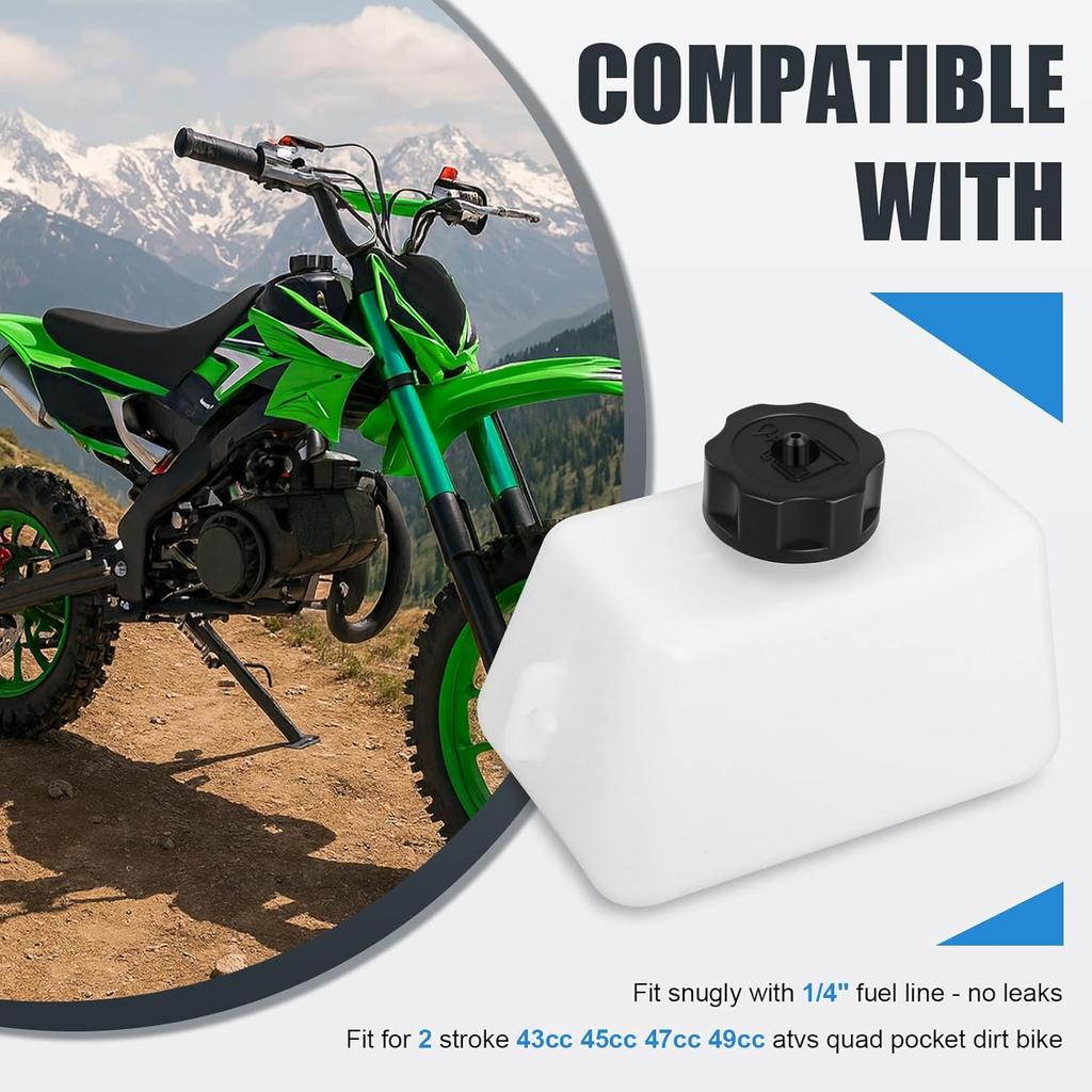 Podoy Mini Bike Gas Tank For Quad Dirt Pocket Atv Scooter 2 Stroke 4C 45Cc 47Cc 49Cc Fit 1/4 Fuel Line