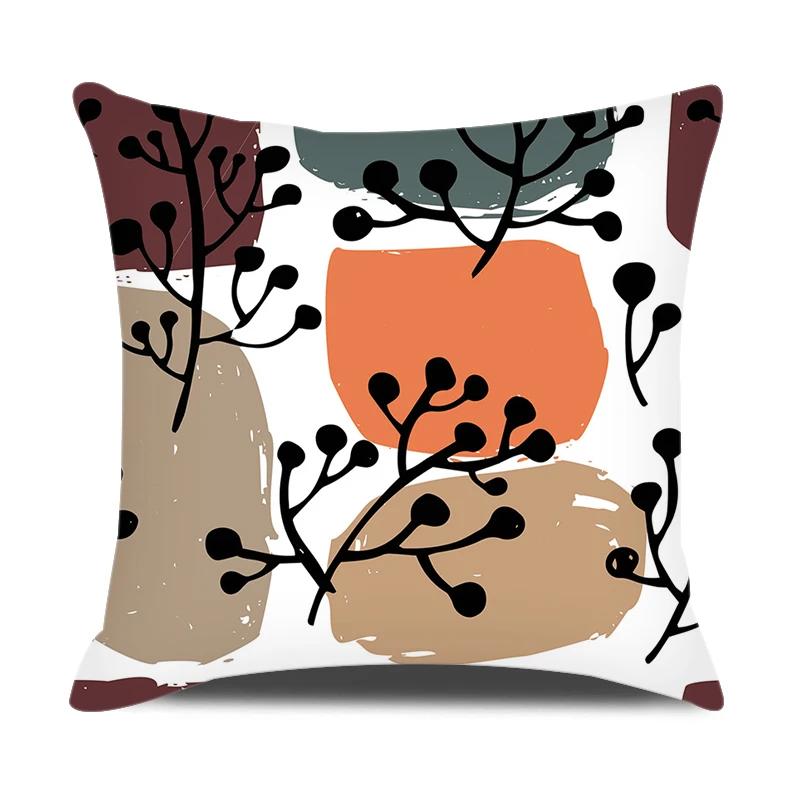 Modern Style Cushion Cover Abstraction Geometric Floral Plant Printed Pillow Cover Home Sofa Chair Decorative Pillowcase 45*45cm
