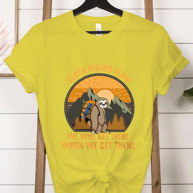 Sloth Hiking Team Printed Tshirt Adventure Hiking Lover Gifts Crew Neck Short Sleeve Tshirt Funny Sloth Moutainers Retro Shirt