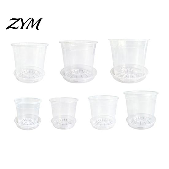 Breathable Plant Pots for Rootlets Clear Plastic Orchid Pot with Saucer, Repotting Supplies Drainage Holes, Ventilated Flower Rose, Phalaenopsis,