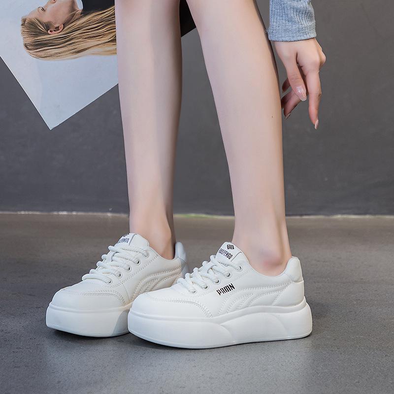 Women's 2024 Spring Magnetic Vibration Massage Shoes - Casual, Thick-Soled, Versatile Sports Shoes In White with Plus Velvet