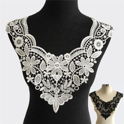 Handmade Black & White Polyester Lace Collar Applique