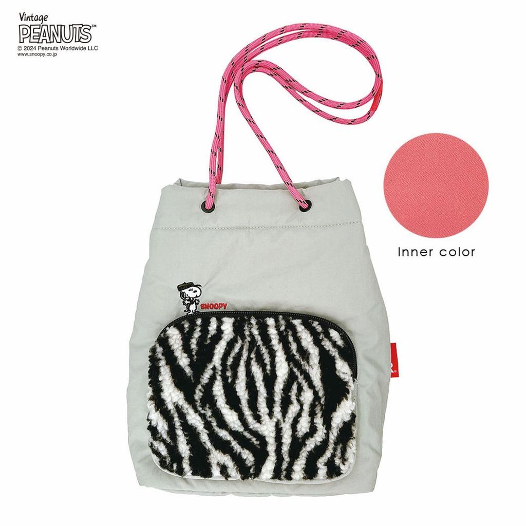 8411 Snoopy Boa Small Tote Bag IP Pochette Boa Peanuts 9S [Rootote] (03 Gray)