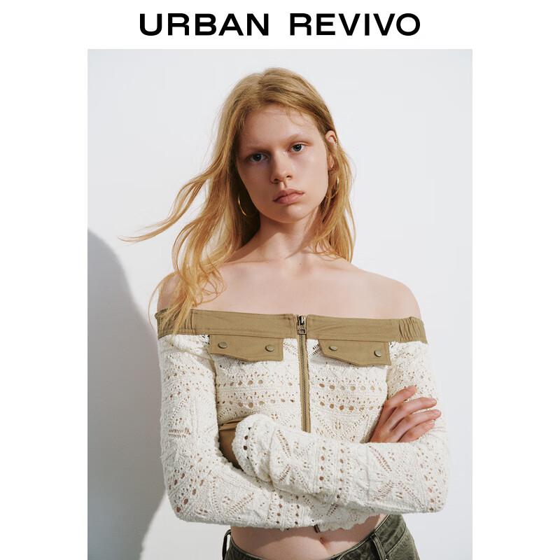 UR Women's Retro Patchwork Off-Shoulder Knit Top