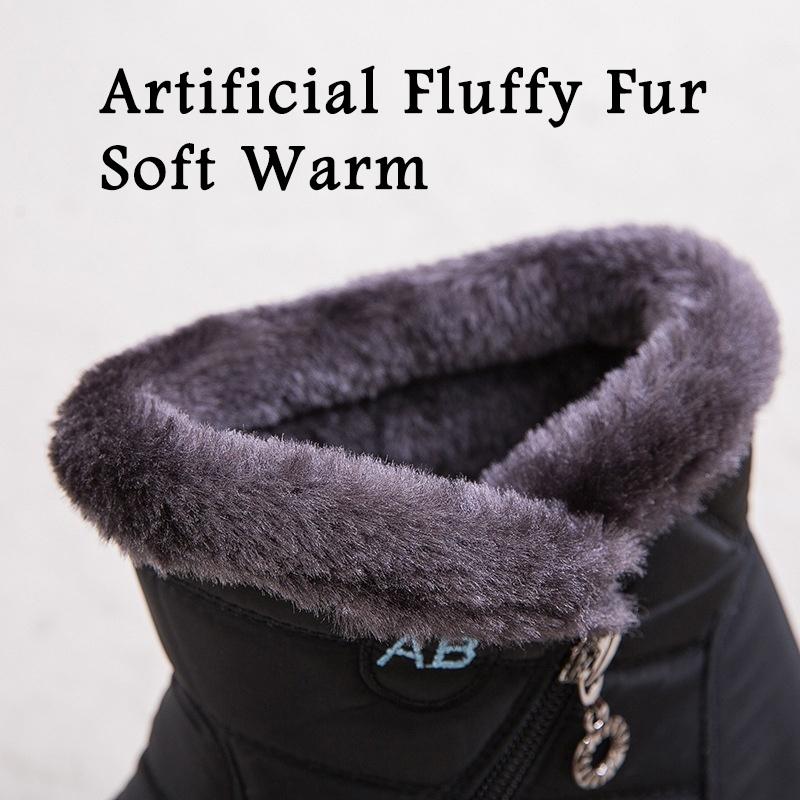 New Winter Warm Snow Boots Unisex Non-slip Waterproof Cotton Shoes Men Women Comfort Plush Fur Lazy Zipper Up Slip On Ankle Boots Casual Low
