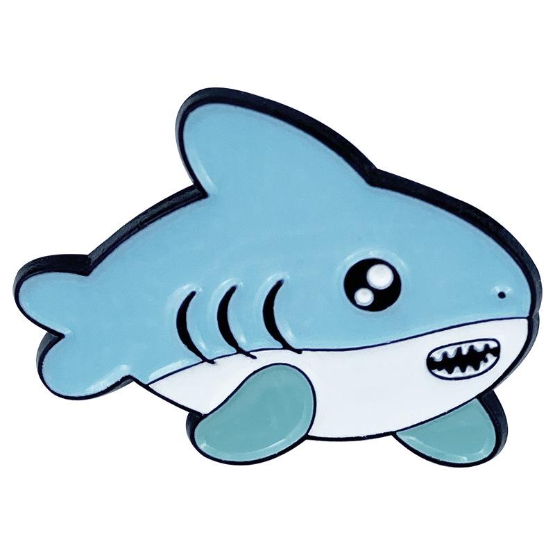 Marine Life Cartoon Brooch Set: Shark, Jellyfish, Seahorse, Starfish