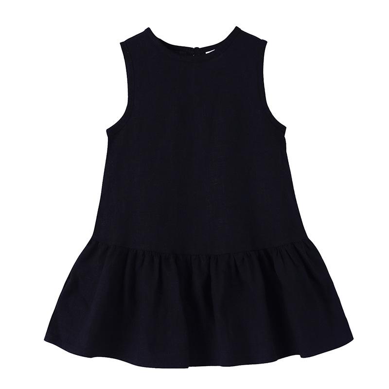 2026 Summer Sleeveless Round Neck Dress for Girls 110 чёрный