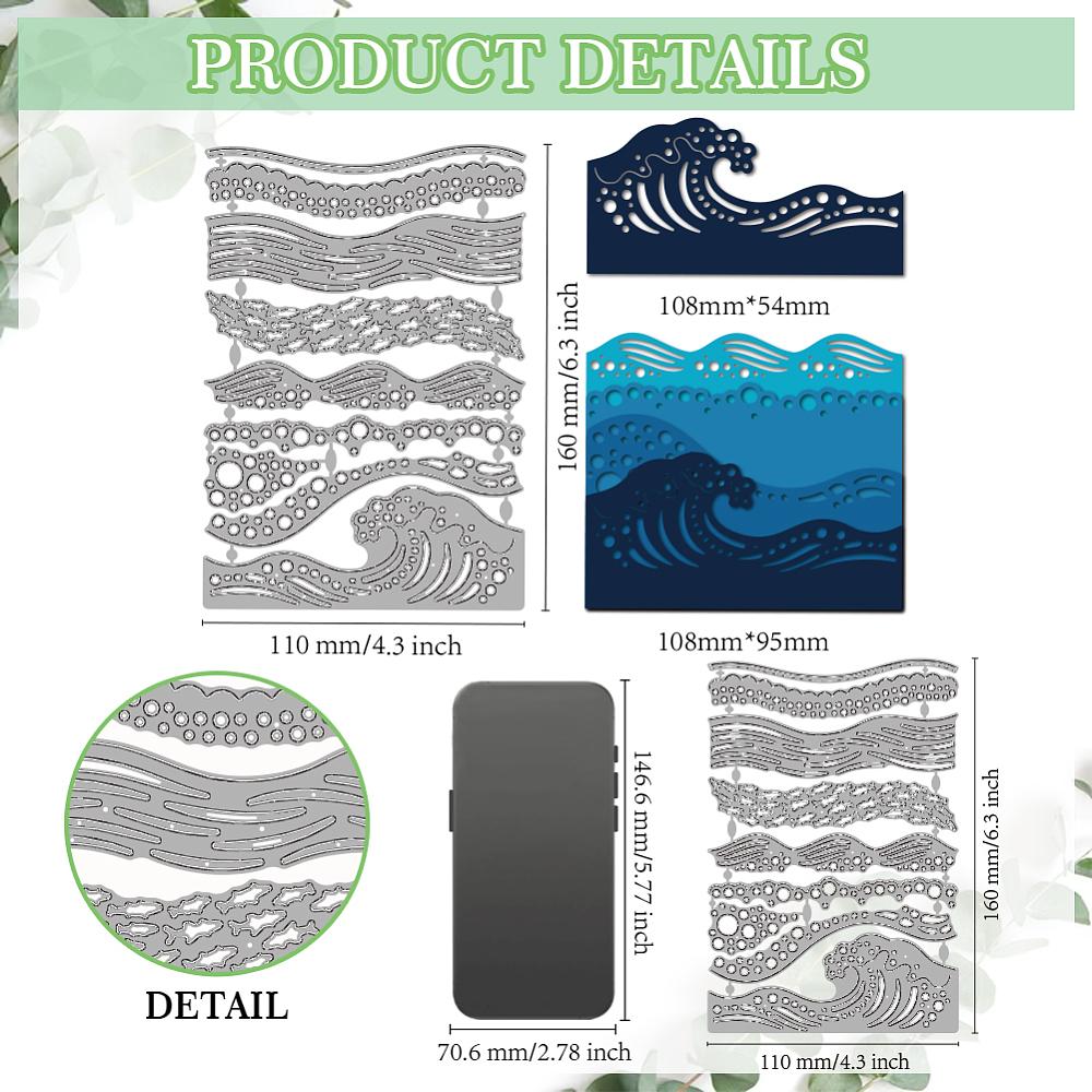 Sea Carbon Steel Cutting Dies Stencils for DIY Scrapbooking Photo Album Decorative Embossing Paper Card Wave 160x110x0.8mm