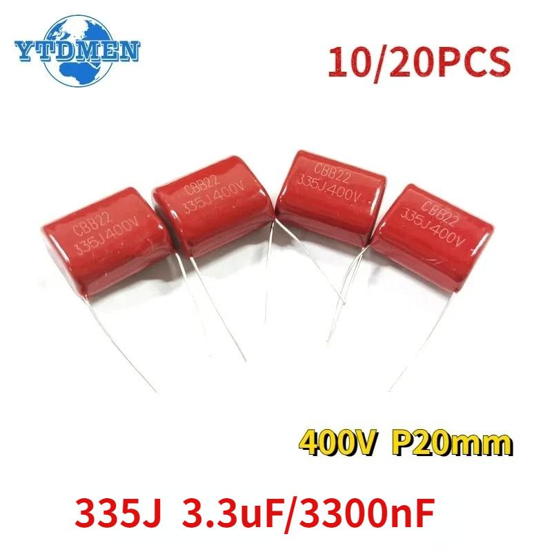 10/20PCS 400V CBB Capacitors 335J 3.3uF/3300nF P20mm Polypropylene Film Capacitor Kit