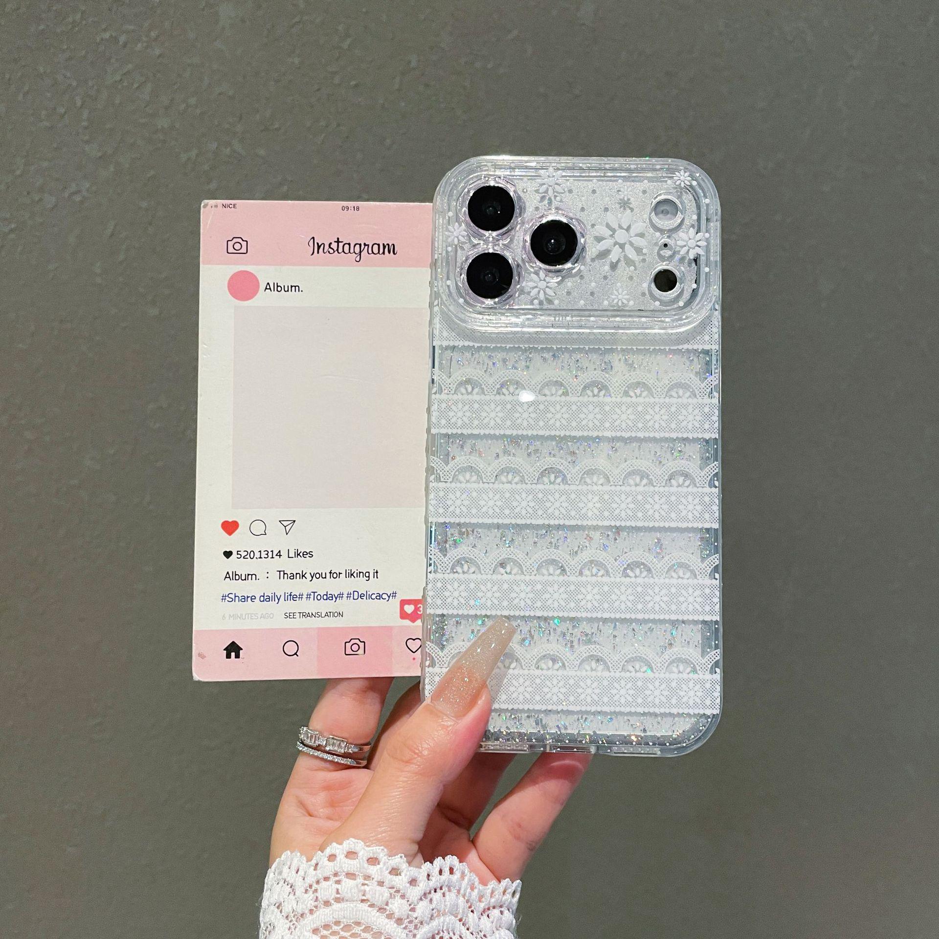 

Чехол Diamond Edge для iPhone 17 Pro Max с кружевным и звездным дизайном, Полное покрытие 16P Большое окно iPhone 16