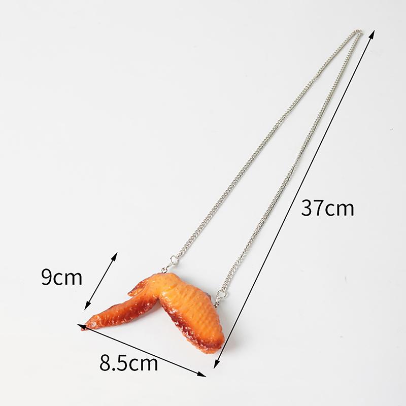 Simulation Fried Chicken Legs Wings Pendant Necklace, Funny Creative Food Jewelry for Women Men, Fashion Chicken Necklace Gift