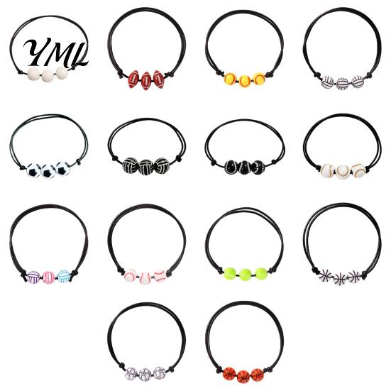 Commemorative Sports Game Gift 4 Pcs Balls Braided Rope Bracelets, Adjustable String Bracelet, Men Women Sport Wrist Decor Handmade Woven Cord