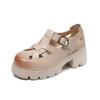 First layer cowhide platform sandals women's summer 2025 new breathable hollow retro muffin Roman loafers women
