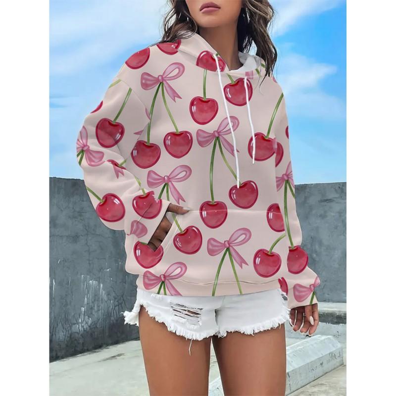 Womens Floral Print Hooded Sweatshirt Soft Comfortable Casual Pullover Daily Wear