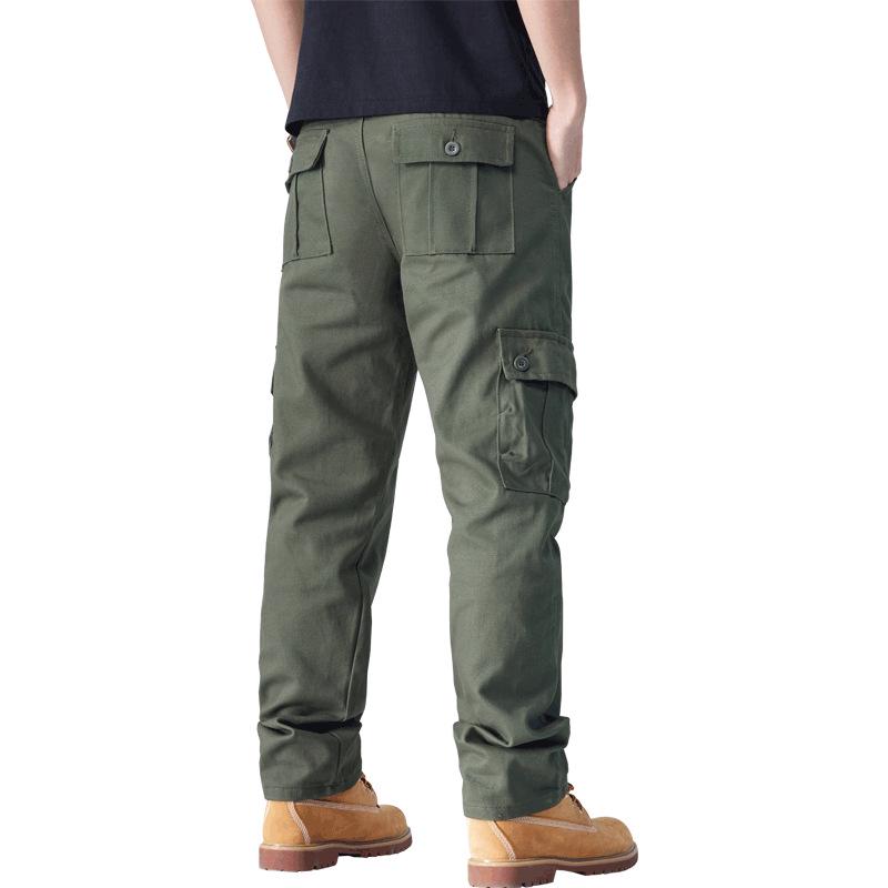 Men's Straight-Leg Pure Cotton Multi-Pocket Work Pants