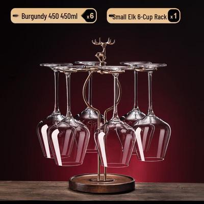 Shangqi Burgundy Wine Glass Set with Elk Holder