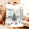 R Retro Weihnachten Straßenbild Decke für Weiche Überwurfdecke für Picknick Bett Sofa Zuhause Schlafzimmer Gemütlich Warm Bequem