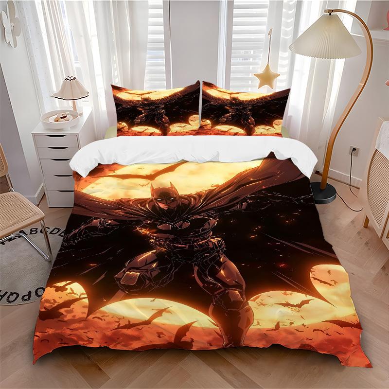 3pcs Batman Moonlight Bedding Set, Soft Polyester Duvet Cover and Pillowcases Machine Washable Seasons all suitable293 135x200cm