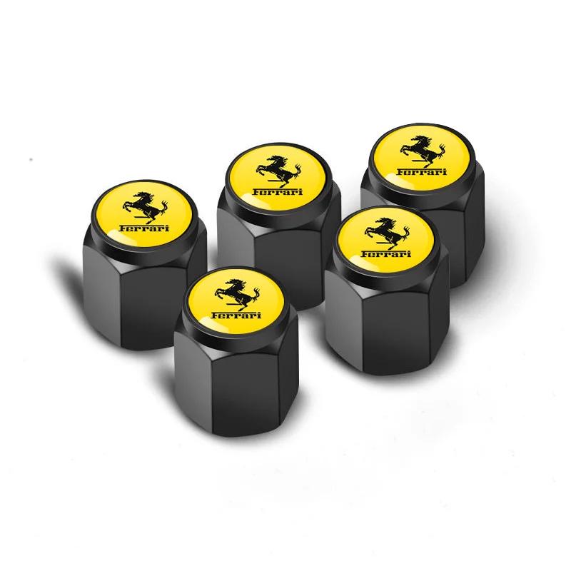 5Pcs Car Wheel Tire Valve Caps Metal Stem for Ferrari Roma 488 Portofino F8 Roma Spider SF90 458 488 599 612 FF F12 Accessories HS9