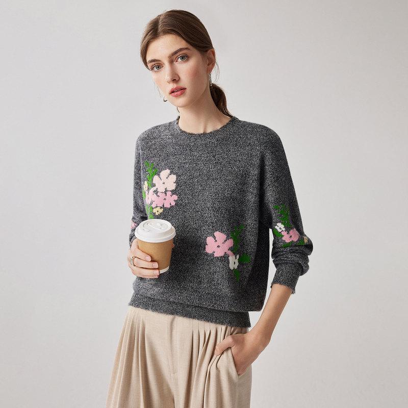 Zhaojun Women's 100% Cashmere Crew Neck Sweater