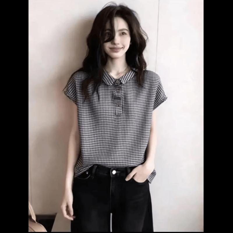 La Chapelle Women s Fine Plaid Lapel Shirt XL