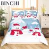Christmas Snowman King Queen Duvet Cover Kids Cartoon Quilt Cover White Winter Snowflake Bedding Set Polyester Comforter Cover