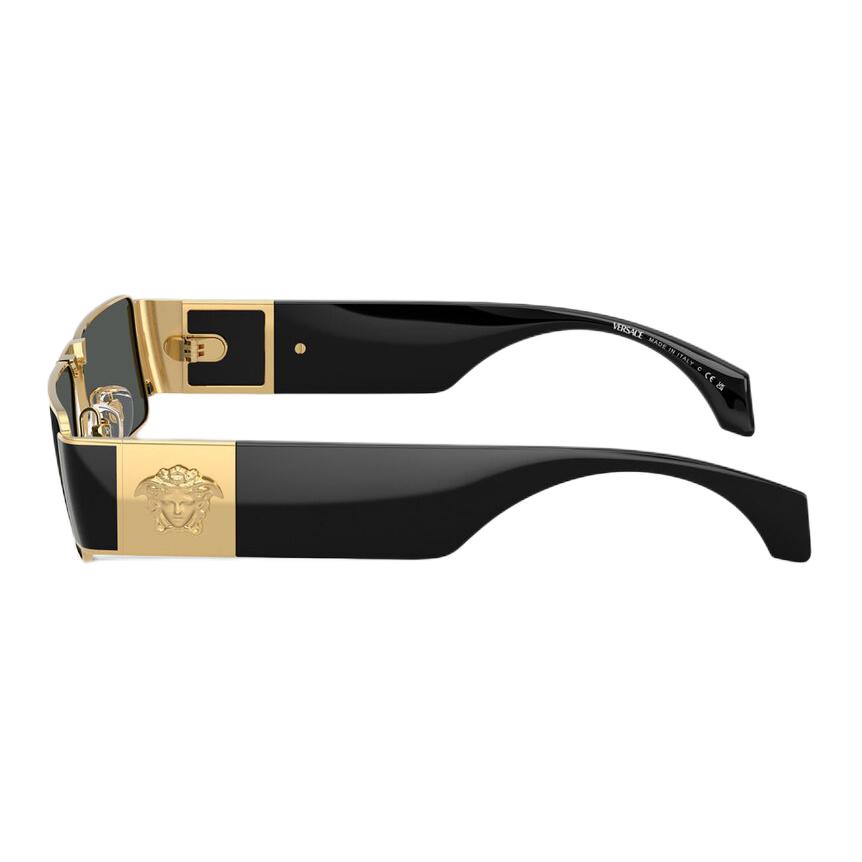 Versace Metal Rectangular Sunglasses Men Sunglasses Black Gold O2286-O10028757_ONUL