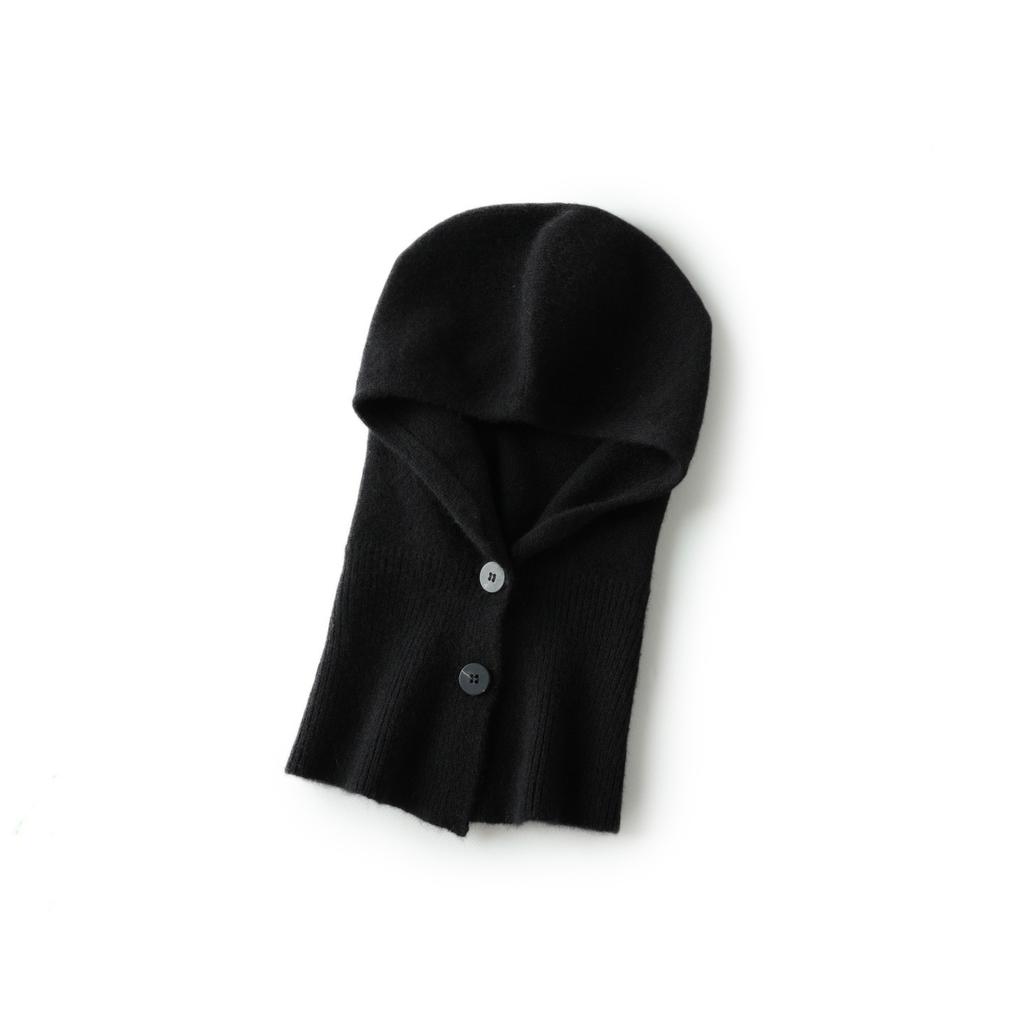 Autumn and Winter New Pure Cashmere Scarf Integrated Hat Cycling Warm Ear Protection Headgear Knitted Solid Color Hat