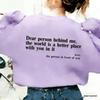 You Are Enough Casual Round Neck Long Sleeve Printed Plus Velvet Hoodie