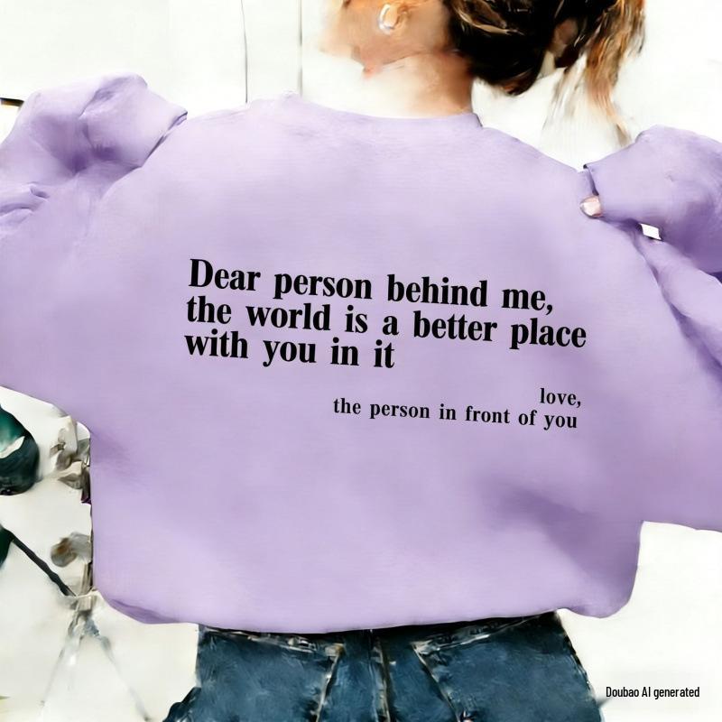 You Are Enough Casual Round Neck Long Sleeve Printed Plus Velvet Hoodie