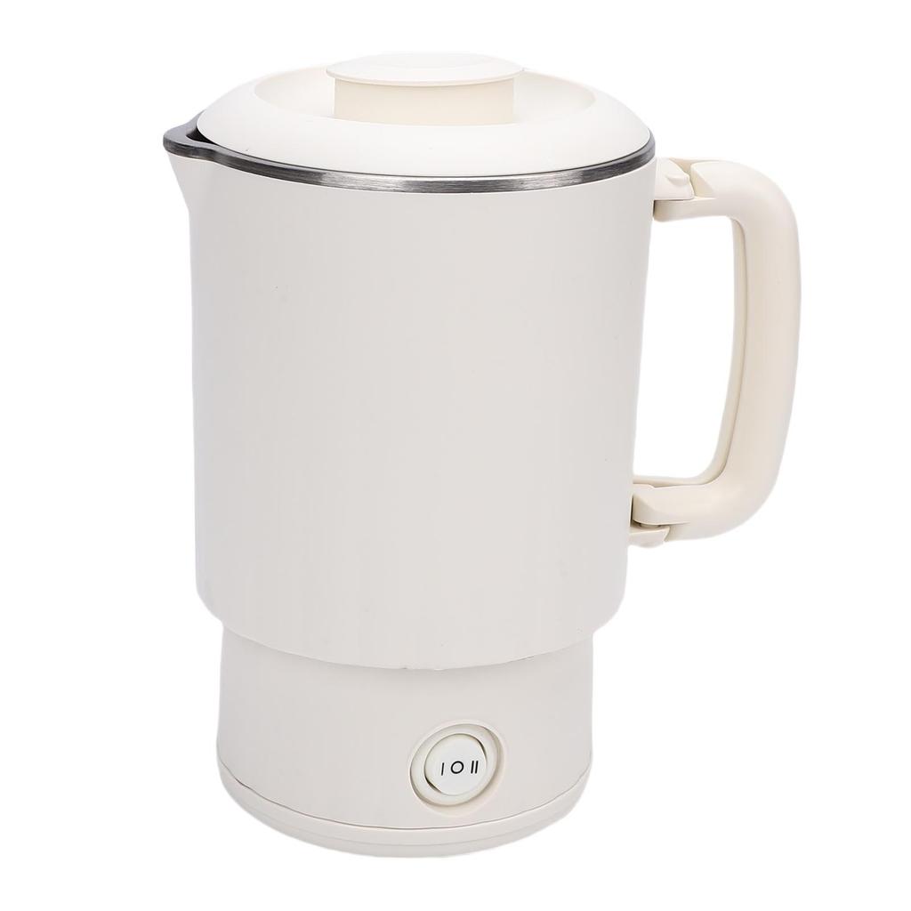 Portable Electric Kettle White 600ml Stainless Steel Interior Insulated Hot Water Kettle for Tea Coffee