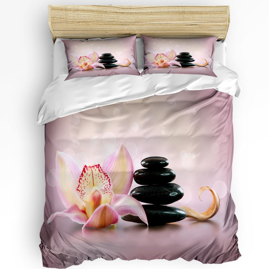 Orchid Stones Bamboo Zen Green 3pcs Bedding Set For Bedroom Double Bed Home Textile Duvet Cover Quilt Cover Pillowcase