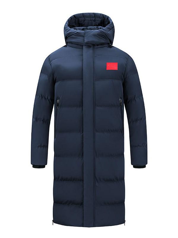 Customized Unisex Long Down Cotton Jacket for Student Winter Sports Training L темно-синий