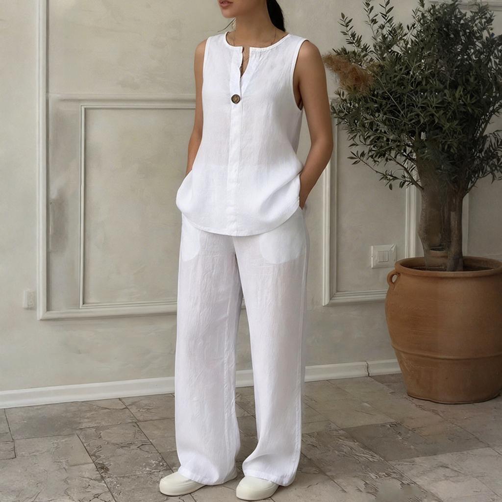 Damen Lässiges V-Ausschnitt Pullover-Weste und Hosen-Set
